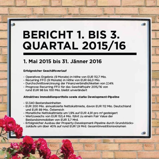 News-Update aus dem Bereich Corporate Finance & Investor Relations – Ergebnisse der ersten neun Monate des Geschäftsjahres 2015/16 und Fahrplan für die nächsten Monate