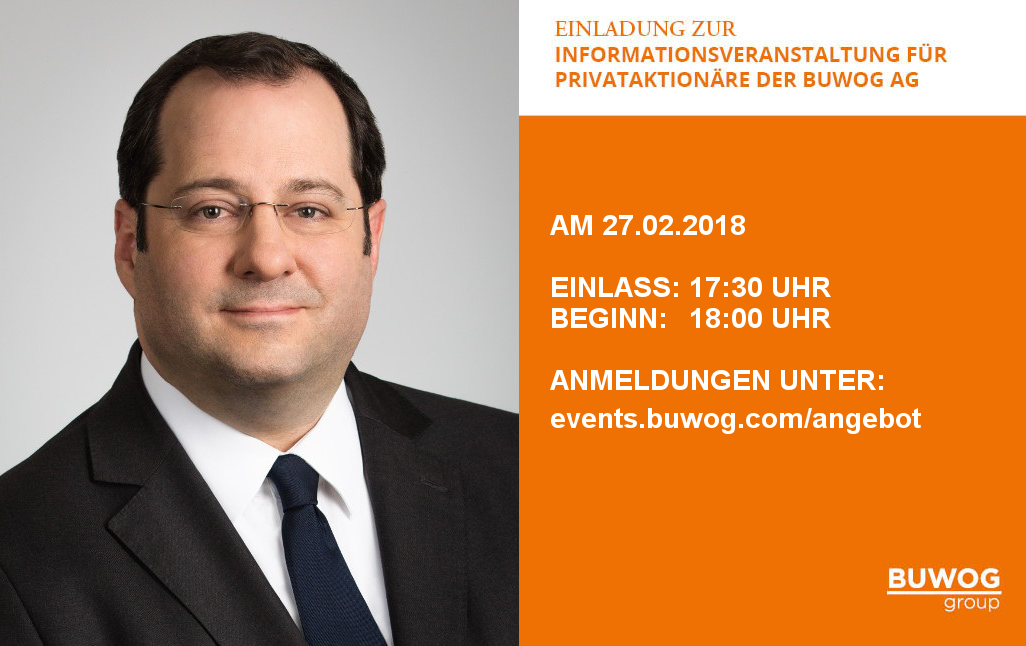 Einladung zur Informationsveranstaltung für Privataktionäre der BUWOG AG am 27.02.2018 in Wien
