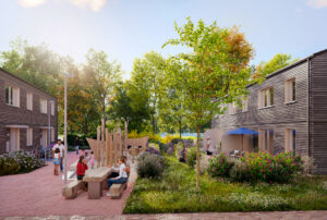 Die Uferhäuser: 17 Wohneinheiten in Reihenhäusern. Visualisierung: BUWOG